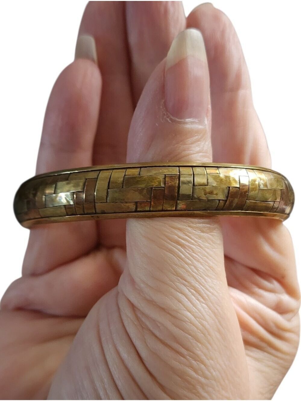 Goldtone Mosaic Bangle Bracelet Classic